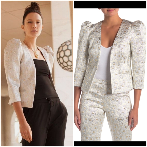 Trina Turk carrington metallic blazer, gold - Picture 3 of 7